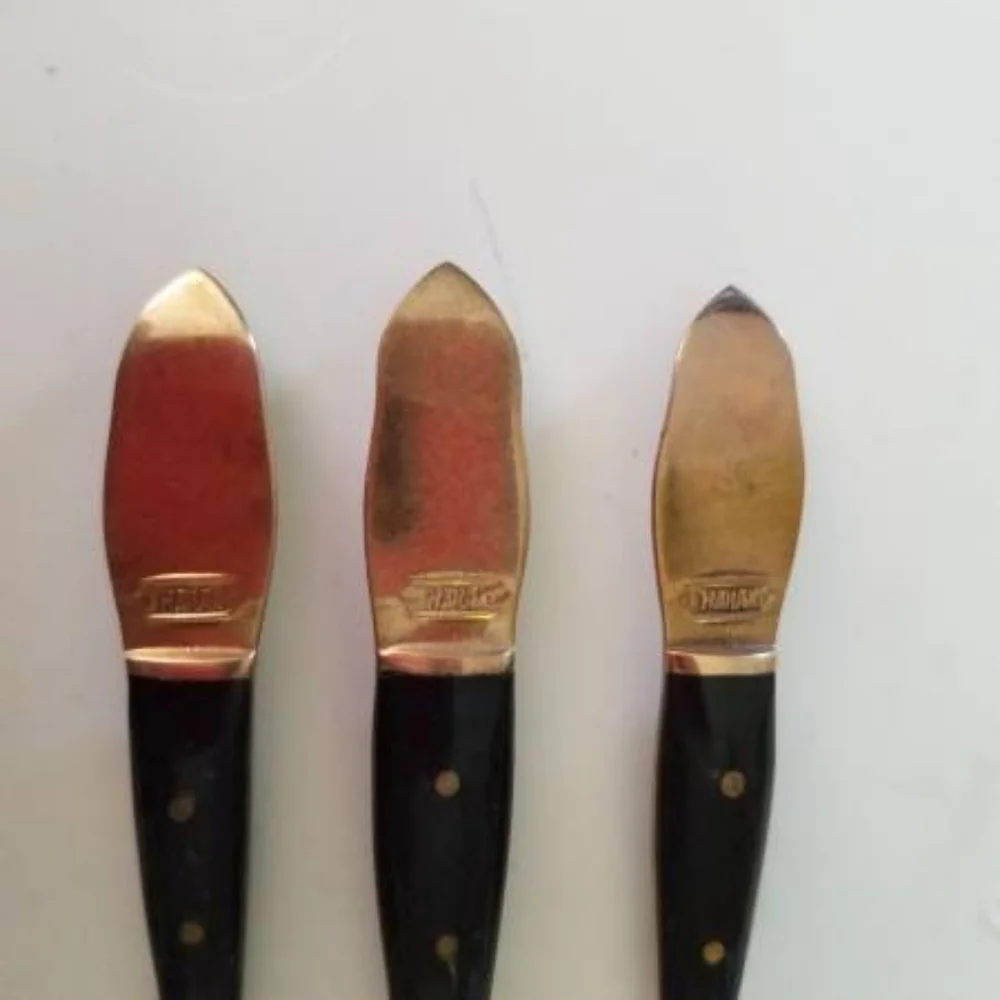 Vintage 3 Piece Siam Thialand Brass/Bronze W Buddha N Rosewood Handle Mini Set